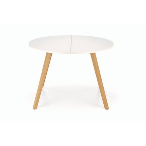 Стол обеденный HALMAR RUBEN белый матовый/натуральный 102-142/102